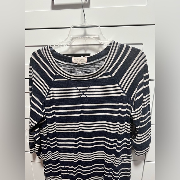 Max Studio Weekend Black Striped Casual Dress D2 - Picture 3 of 7